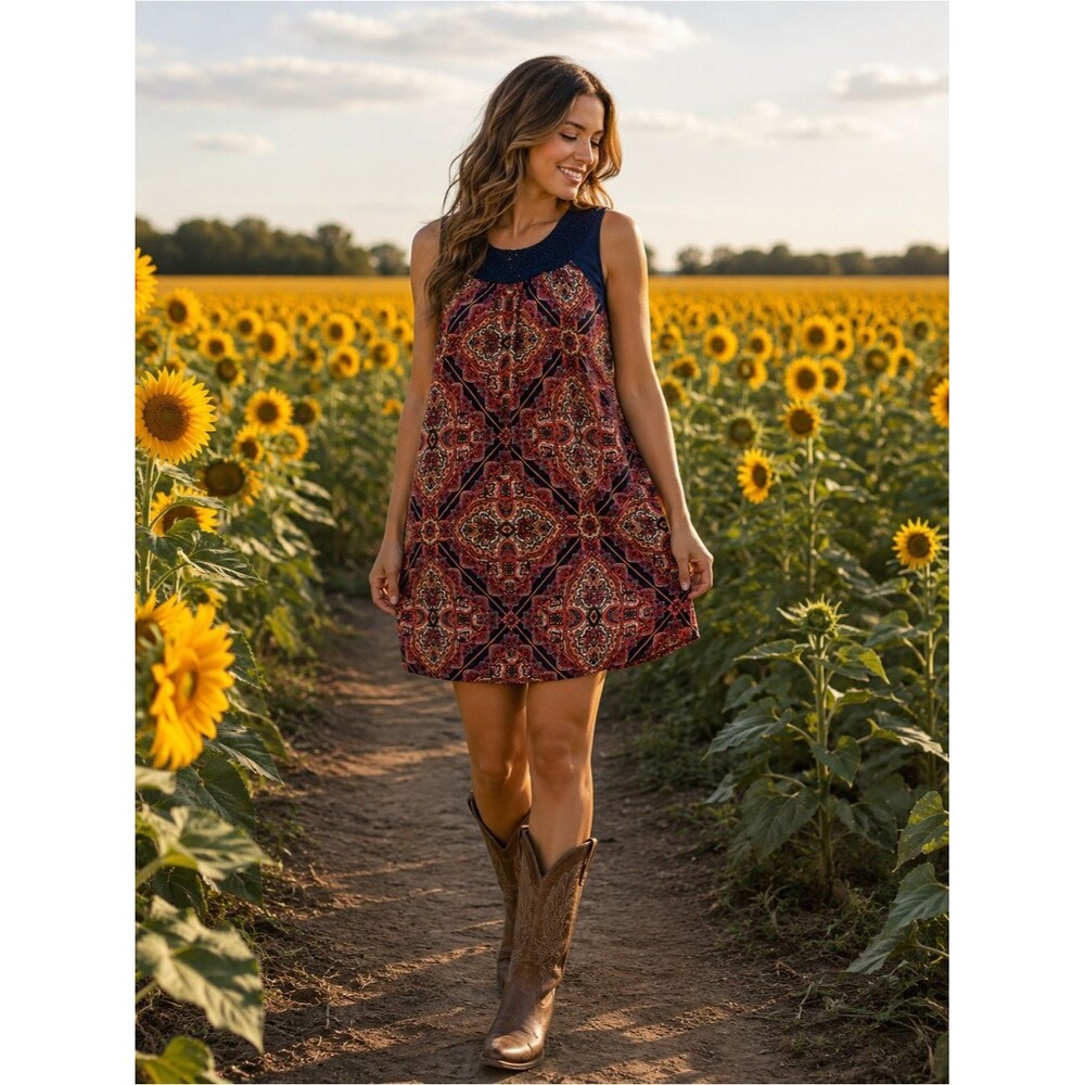 Jessica Howard Paisley Print Sleeveless Dress country festival folk boho oversiz